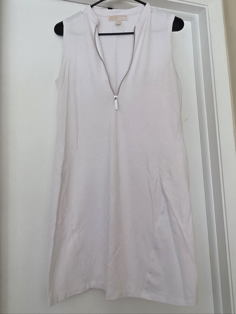 Michael Kors Half Zip White Logo Shift Dress
